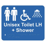 Braille Sign - Unisex Accessible Toilet LH & Shower