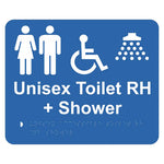 Braille Sign - Unisex Accessible Toilet RH & Shower