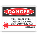 Danger Sign – Visible / Invisible Laser Radiation Avoid Direct Exposure