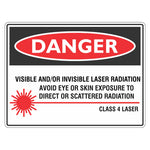 Danger Sign – Visible / Invisible Laser Radiation Avoid Eye or Skin Exposure