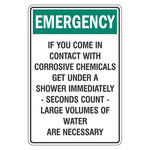 Emergency Sign - If You Come Into Contact With Corrosive Chemicals