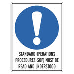 Mandatory Sign - Standard Operations Procedures (SOP) Must Be Read And Understood