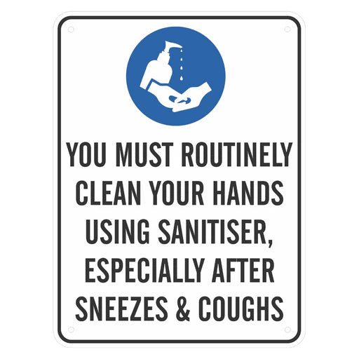 Mandatory Sign - You Must Routinely Clean Your Hands Using Sanitiser