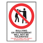 Prohibition Sign - Bullying Or Harassment Will Not Be Tolerated