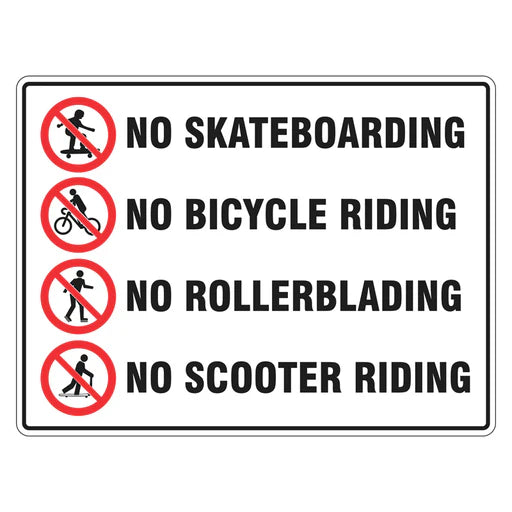 Prohibition Sign - No Skateboarding / Bicycles / Rollerblading / Scooters