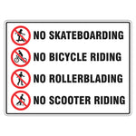 Prohibition Sign - No Skateboarding / Bicycles / Rollerblading / Scooters