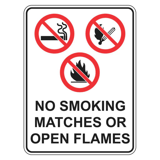 Prohibition Sign - No Smoking Matches Or Open Flames