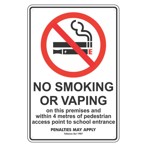 Prohibition Sign - No Smoking Or Vaping On This Premises Within 4 Metres