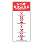 Prohibition Sign - Stop Engine Before Opening Fuel Tank