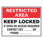 Restricted Area Sign - Keep Locked